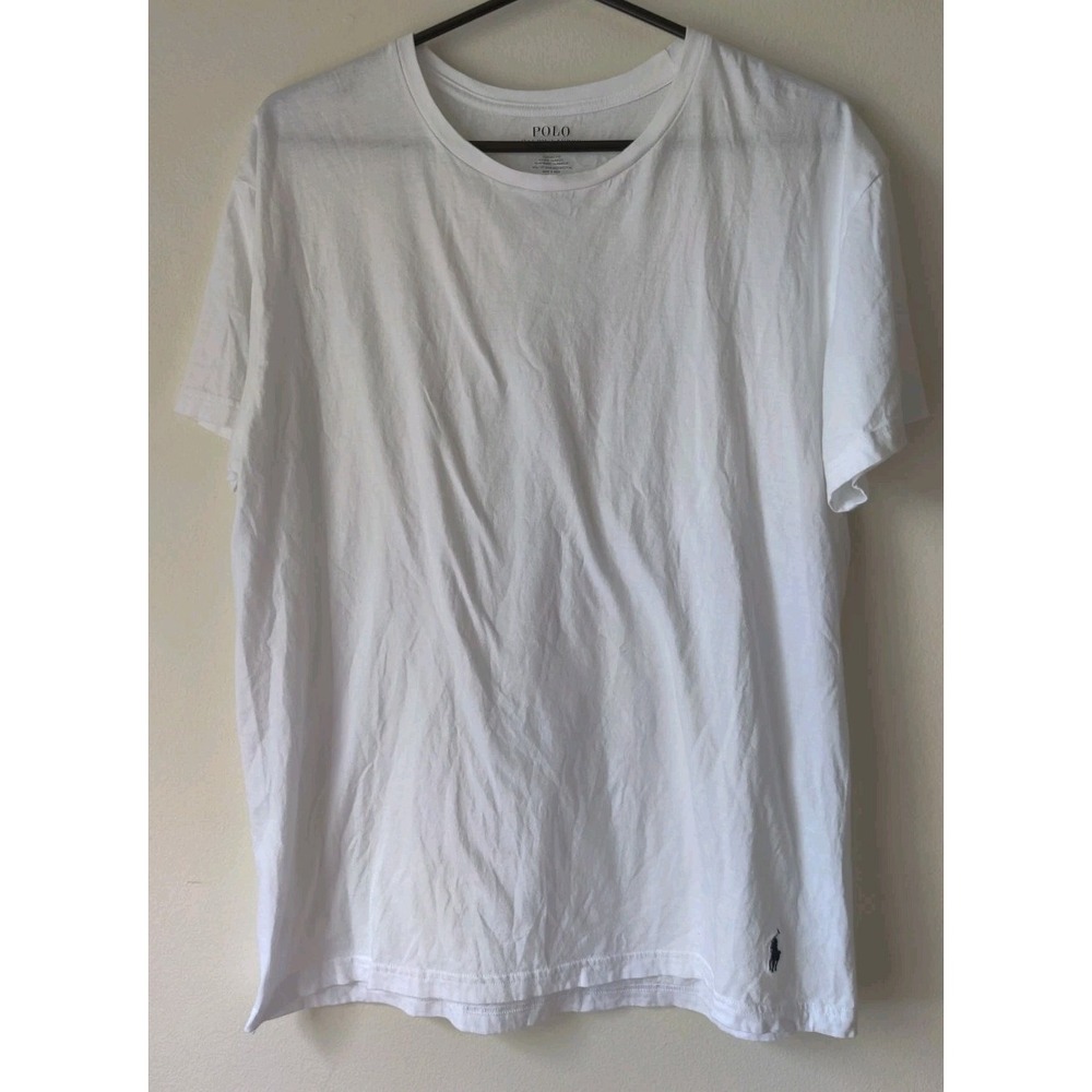 Polo Ralph Lauren T-Shirt Men's Large Short Sleeve White Classic Fit Pony Bottom